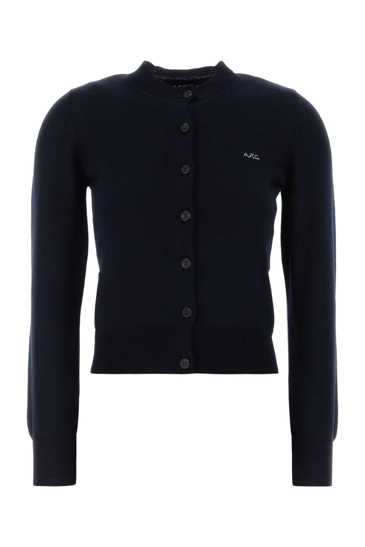 Virgin Wool Cotton Cardigan — Navy