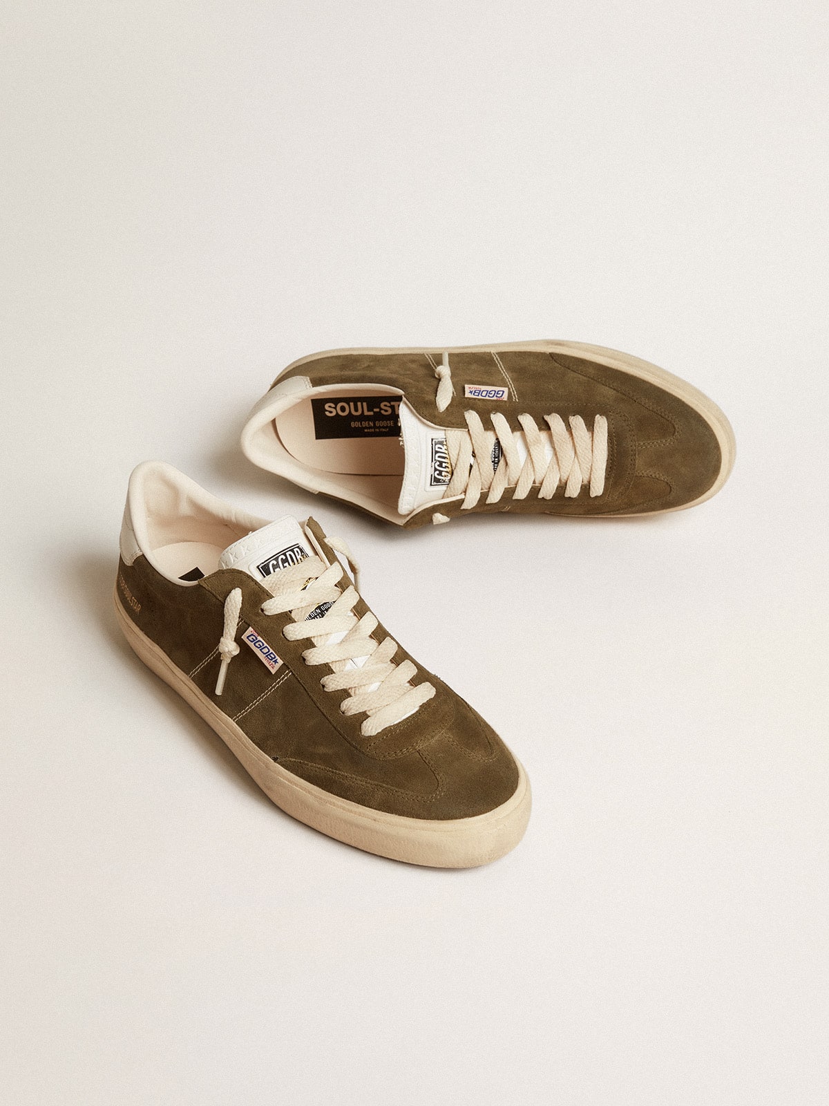 Golden Goose - Men's Soul Star In Green Suede With White Leather Heel Tab And Tongue, Man