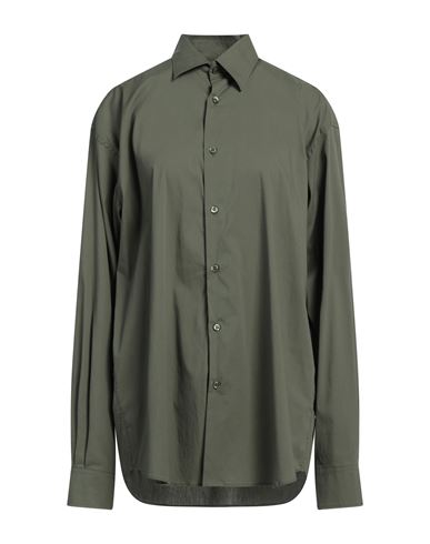 Woman Shirt Military green Size M Cotton, Nylon, Elastane