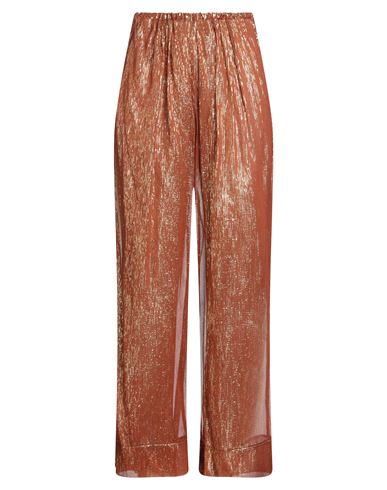 Forte_forte Woman Pants Brown Size 0 Silk, Metallic Polyester