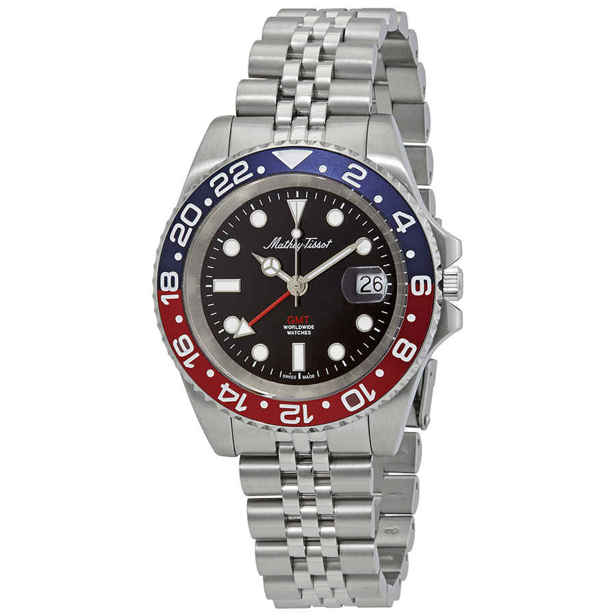 Mathy Vintage GMT Black Dial Pepsi Bezel Mens Watch H903AR