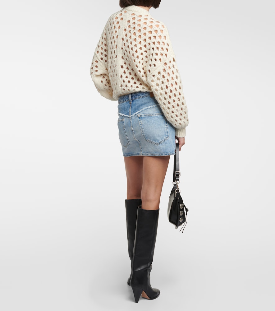 High-rise denim miniskirt
