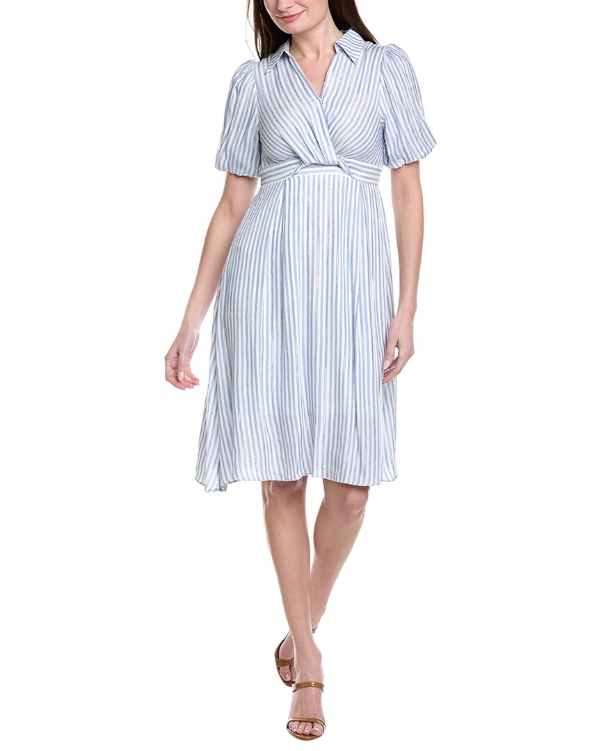 Striped V Collar Neck Dress