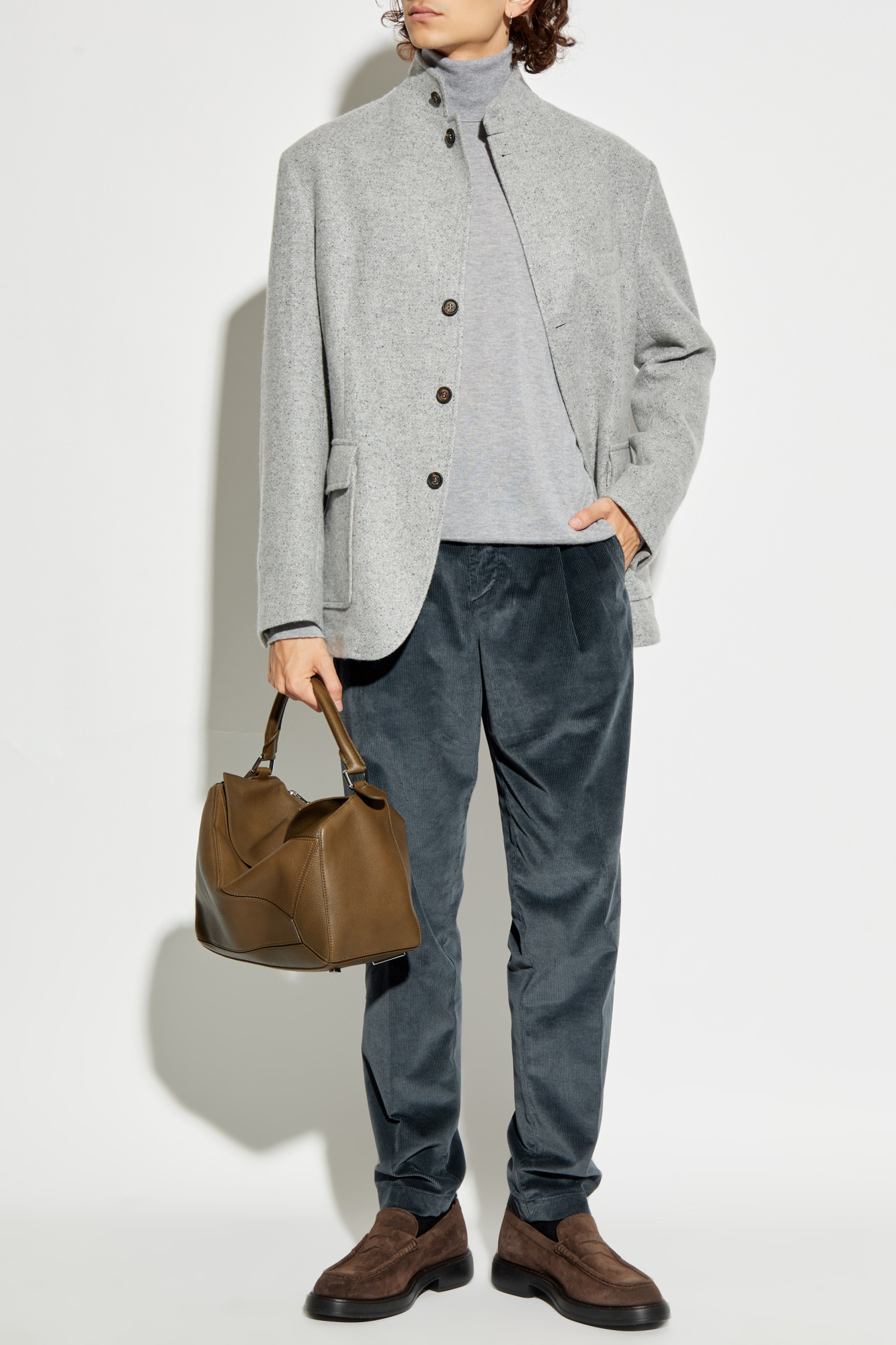 Cashmere Turtleneck, Men's, Grey