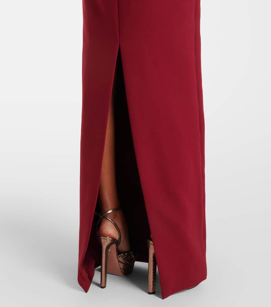 Floral-appliqué crêpe gown
