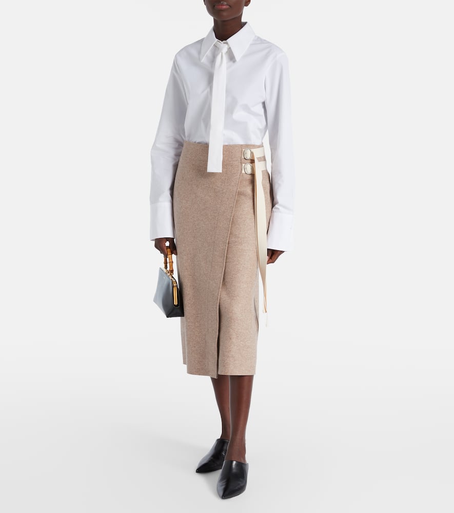 Wool-blend midi skirt