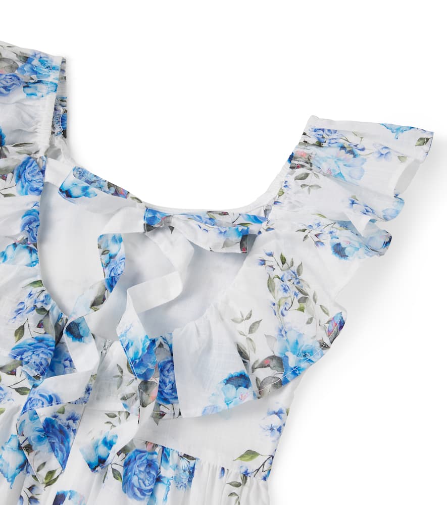 Ruffled floral cotton voile dress