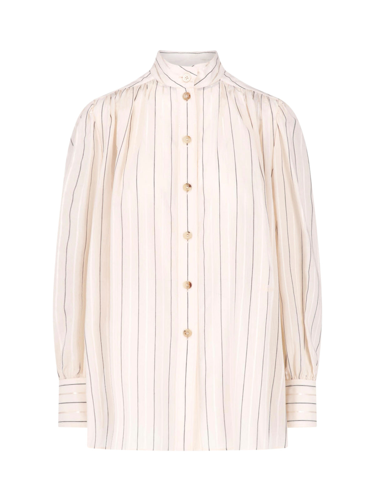 Chloé Silk-Cotton Blend Button-Down Shirt with Buffalo Horn Buttons