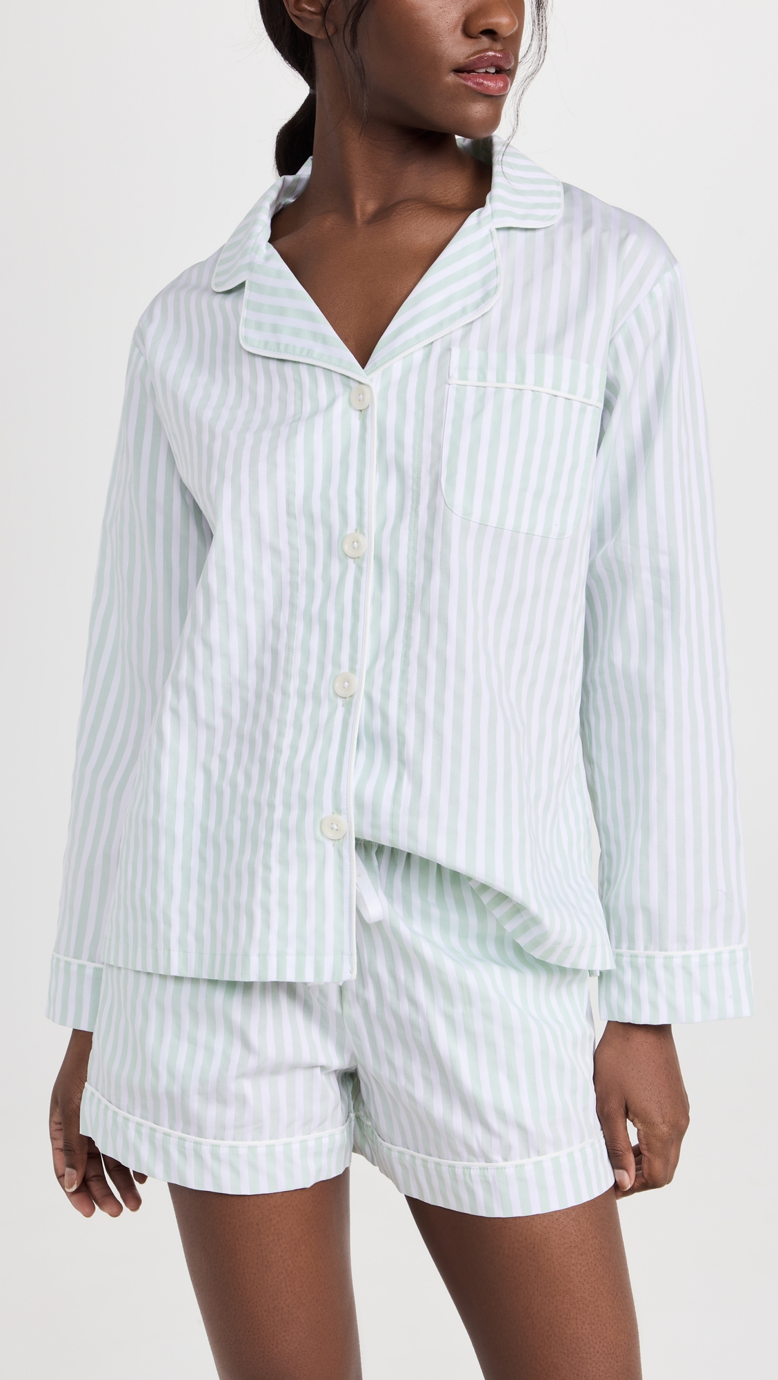 100% Cotton Long Sleeve PJ Set MintStripe