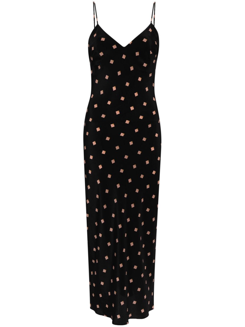Seashell-print slip midi dress - Black