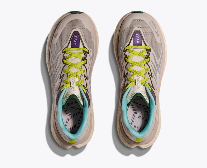 HOKA Tecton X 2 MAAP Shoes in Pumice Stone/Limeade