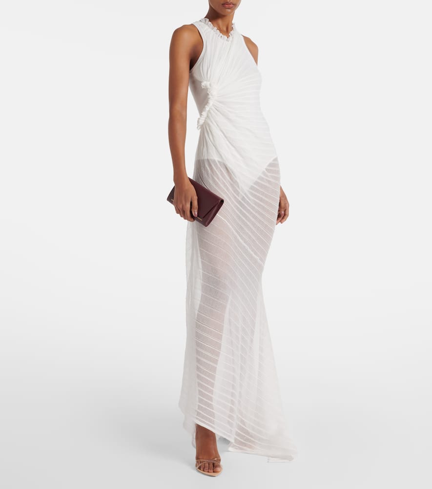 Gathered cotton-blend maxi dress