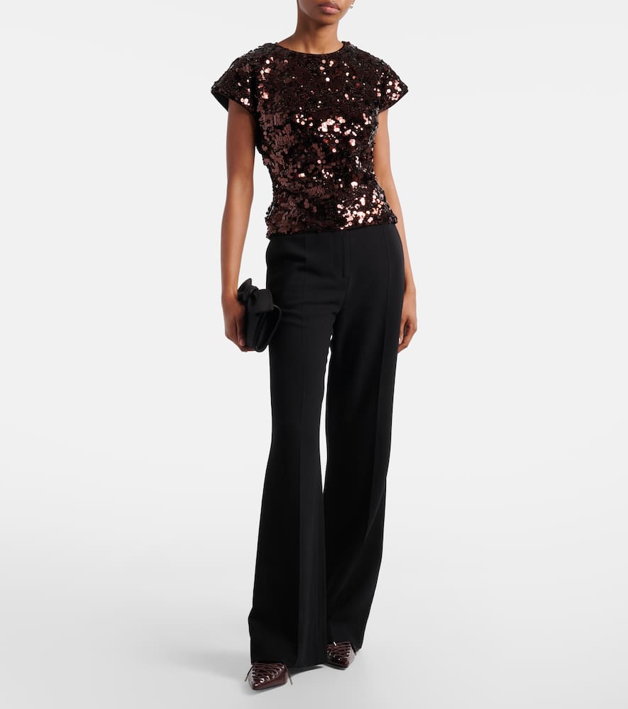 Bow-detail sequined open-back top