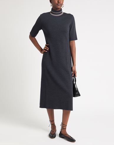 Woman Midi dress Charcoal Size 6 Merino Wool