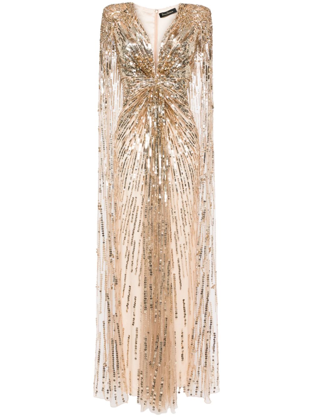 Gold Rush sequined cape gown