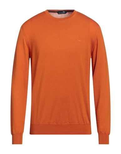 Man Sweater Orange Size 3XL Wool