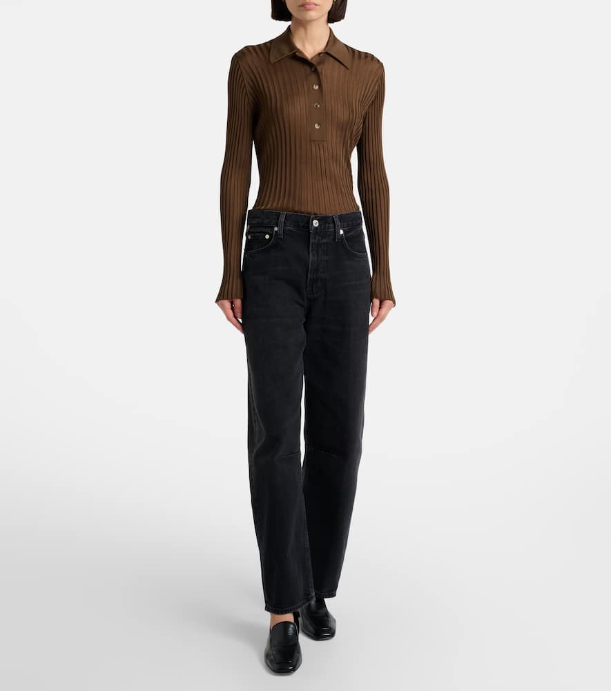 Miro cropped high-rise barrel-leg jeans