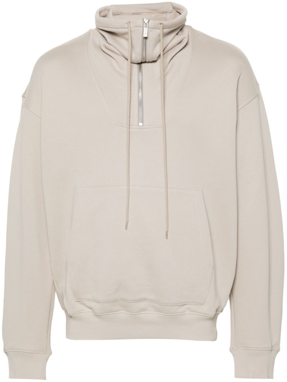 Drawstring stand-up collar sweatshirt - Black