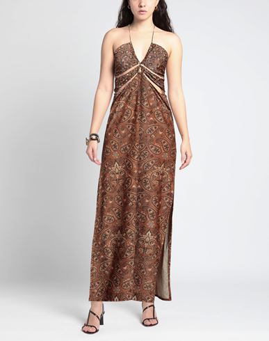 4giveness Woman Maxi dress Brown Size L Polyester, Elastane, Polyamide