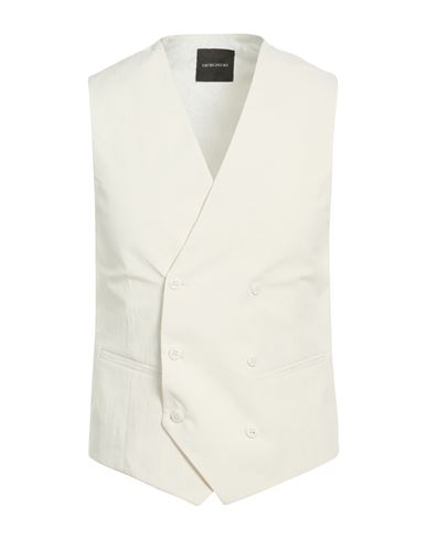 Man Tailored Vest Off white Size 38 Tencel, Linen