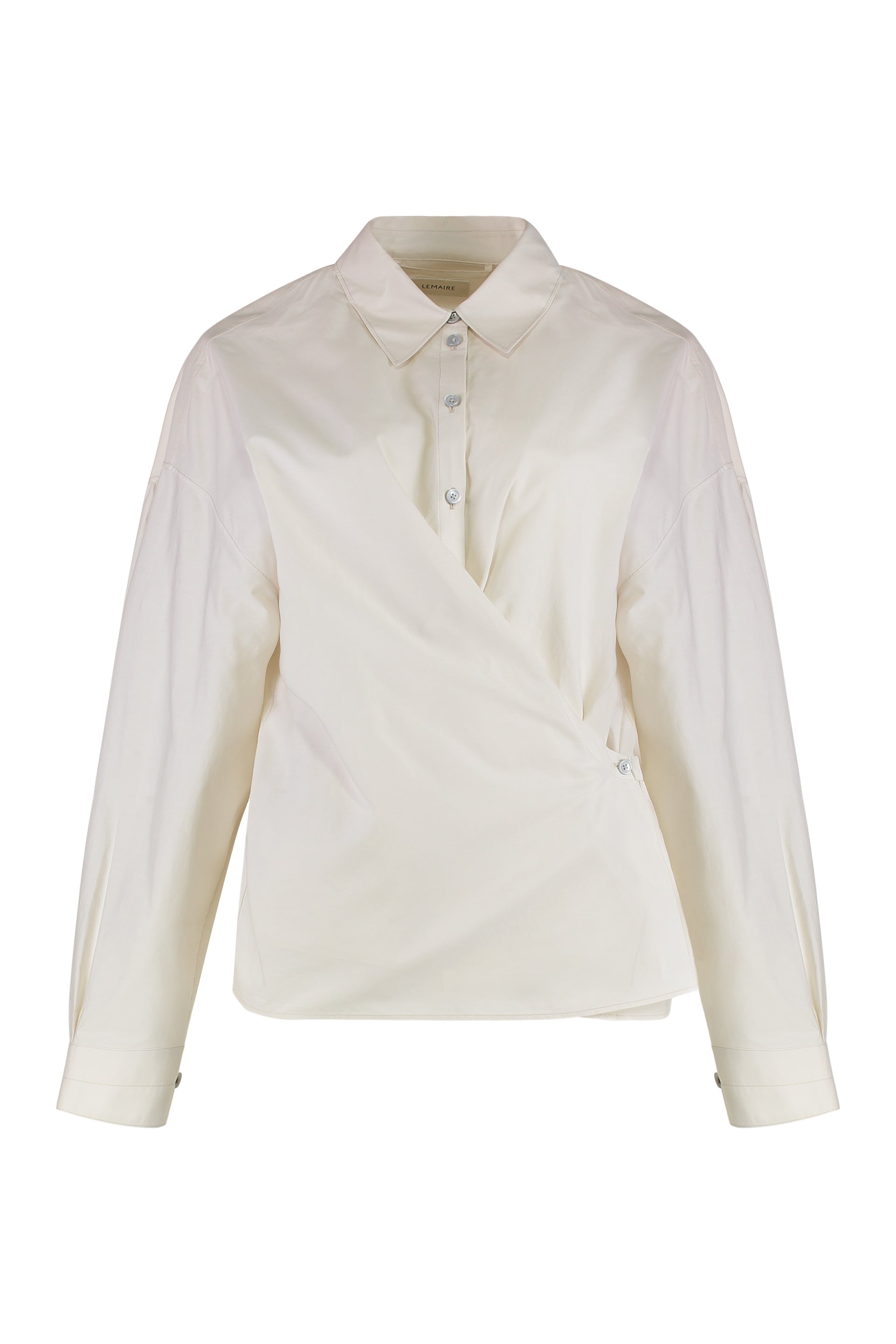 Silk-Cotton Blend Asymmetric Fastening Shirt