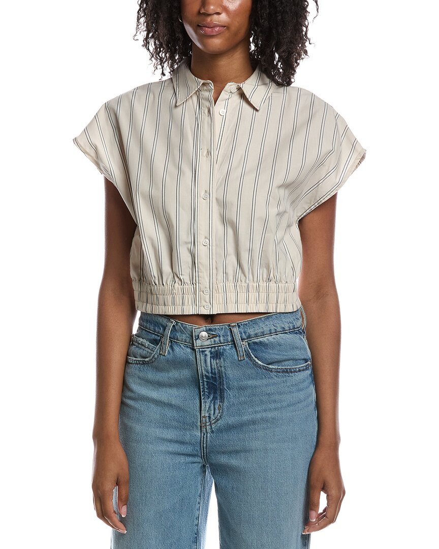 Extended Shoulder Cap Sleeve Cropped Blouse