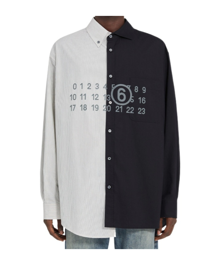 Two-tone long-sleeved shirt