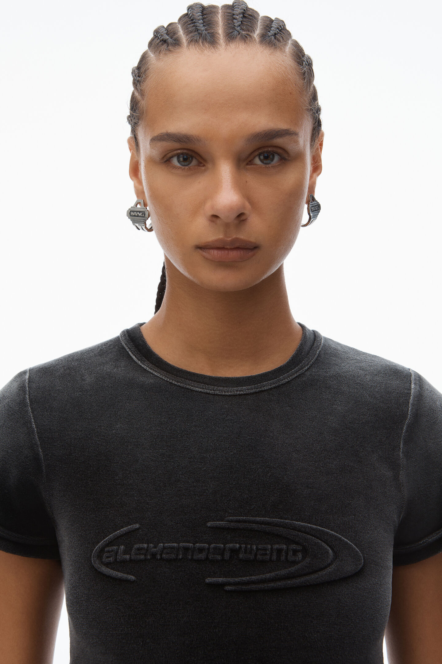 Women's Baby Tee In Plush Velour Washed Nickel