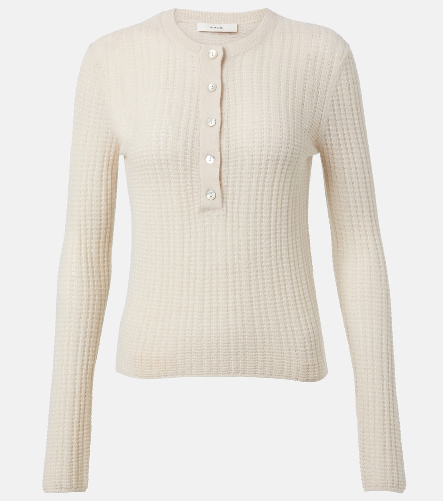 Ribbed-knit cashmere and silk Henley shirt