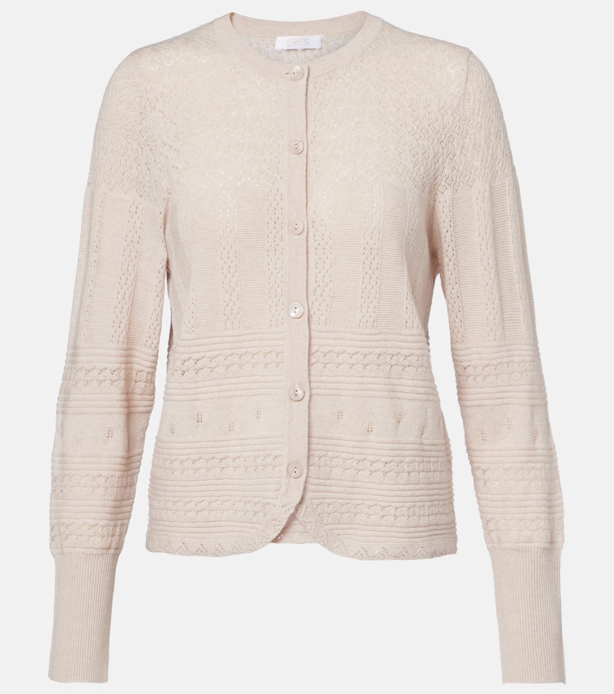 Trio pointelle wool and cashmere cardigan
