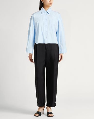 Woman Shirt Sky blue Size 10 Cotton, Elastane