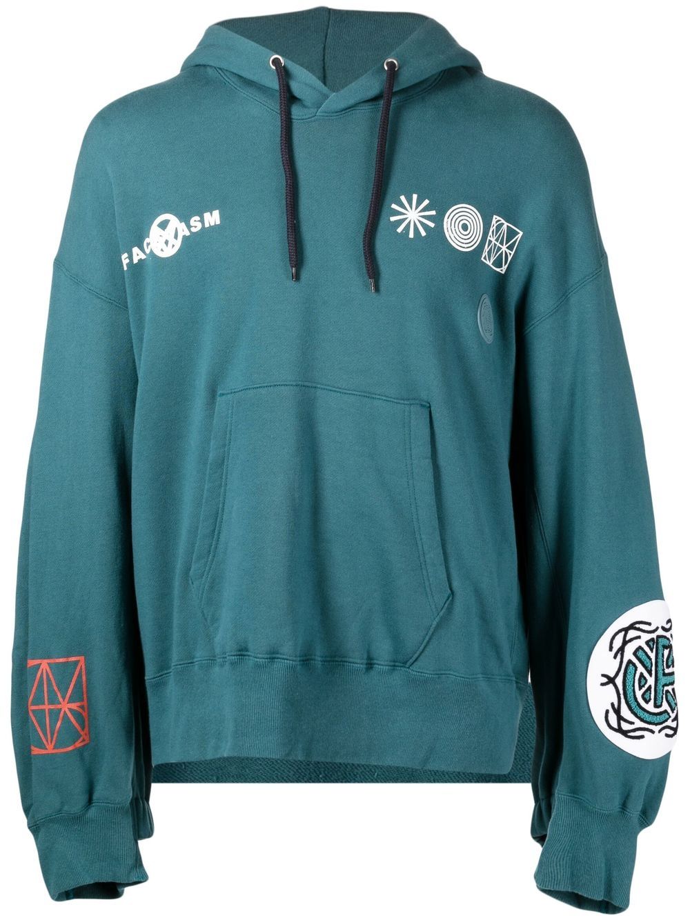 Embroidered drawstring-fastening hoodie - White