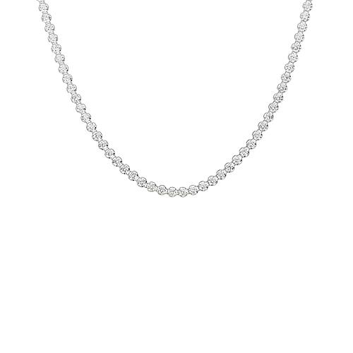 "™ 16"" Sterling Silver CZ Round Stone Tennis Necklace