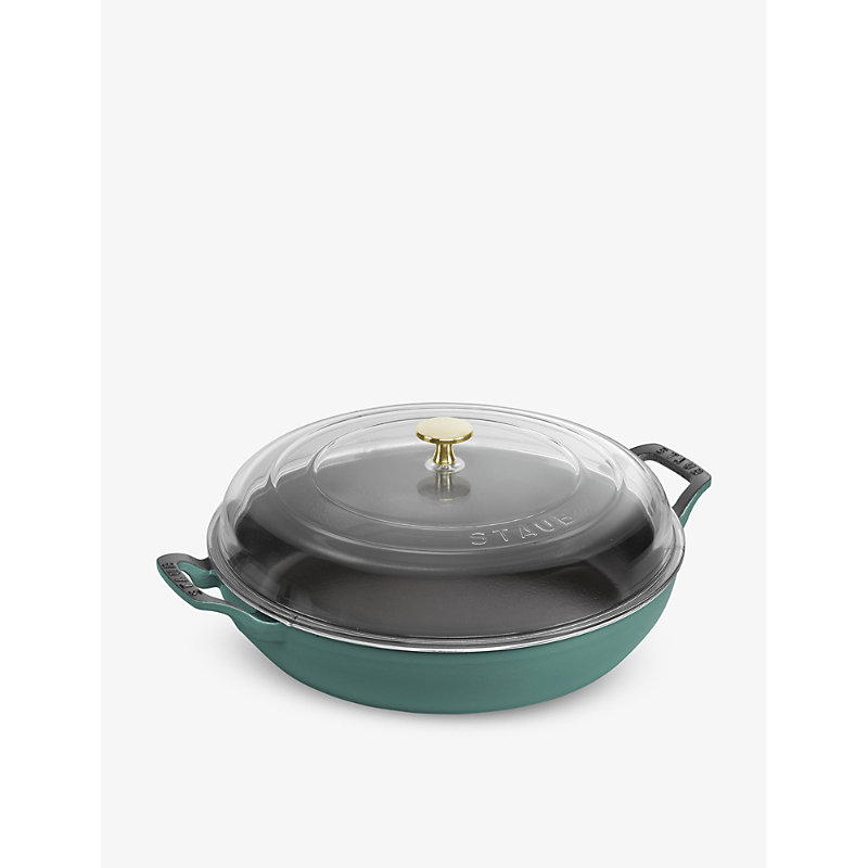 Eucalyptus Enamel-coated Cast-iron Braiser With Glass lid 38.8cm 30CM