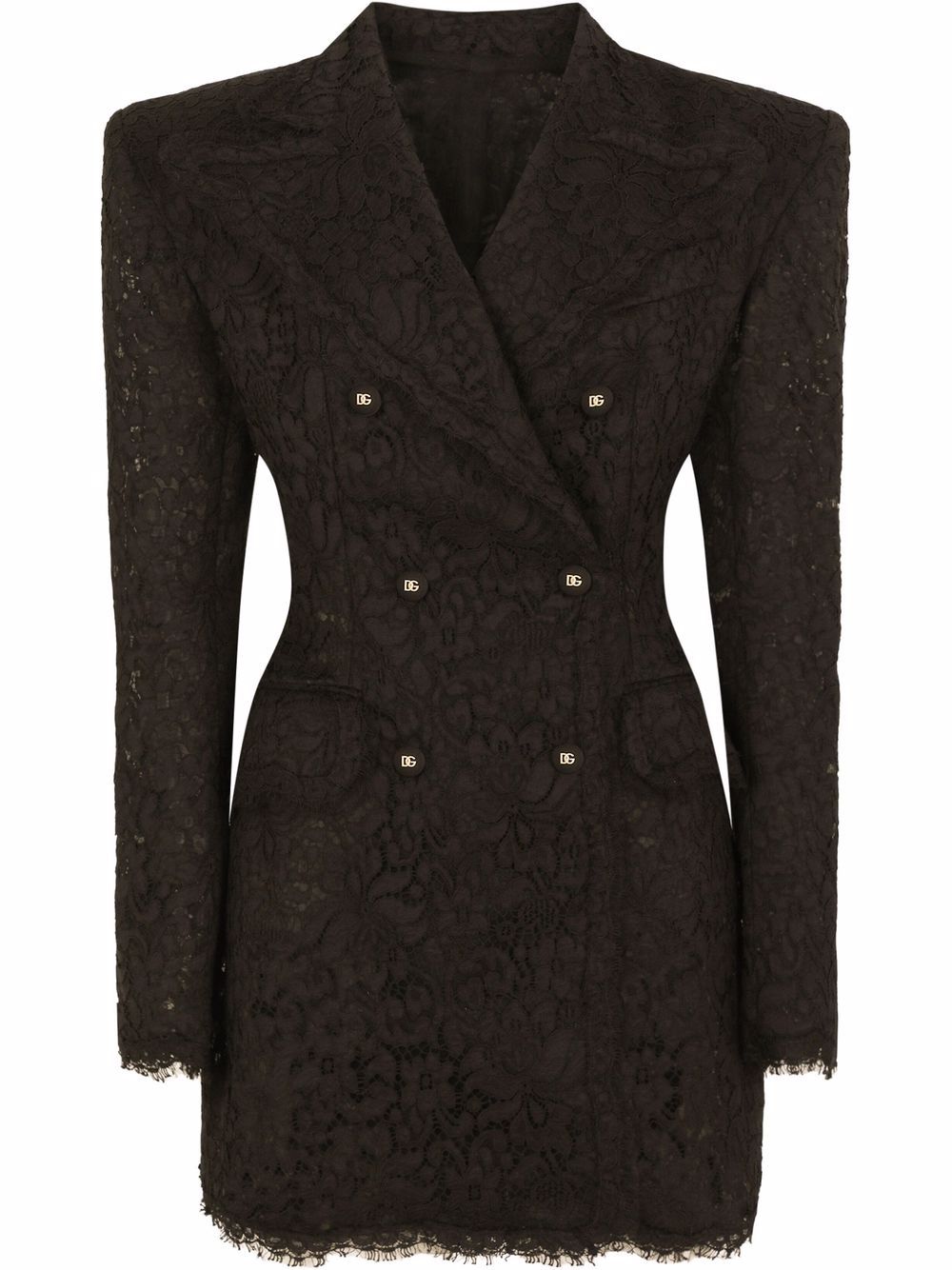 Double breasted lace blazer - Black