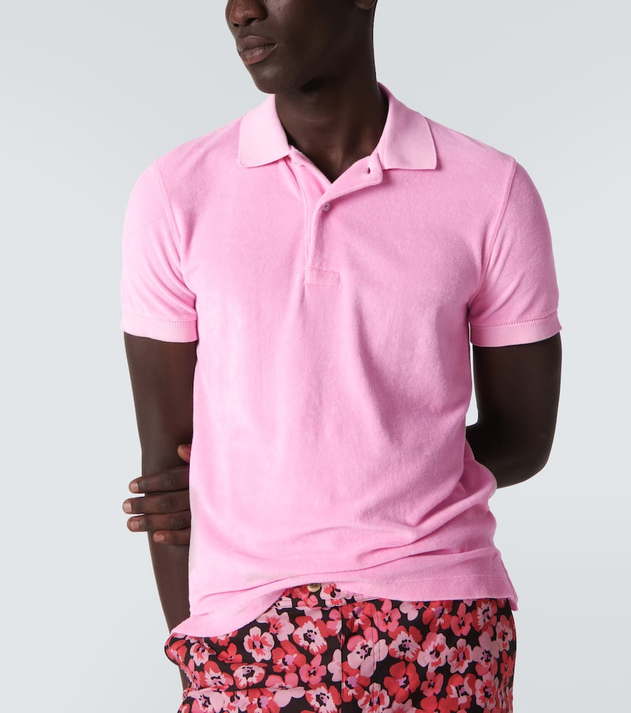 Cotton-blend terry polo shirt
