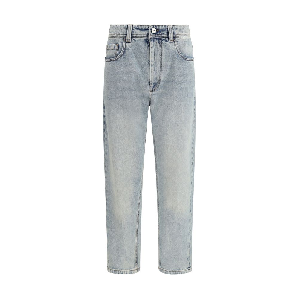 Cotton Straight-Leg Jeans — Blue