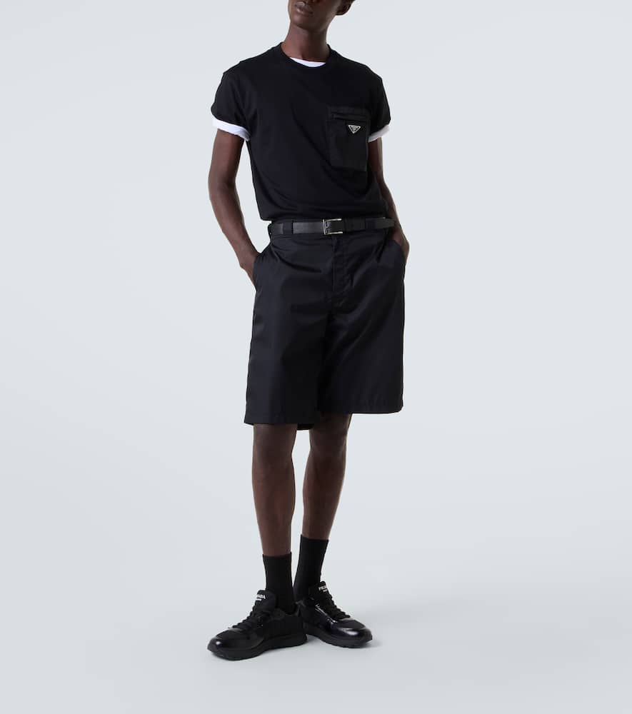 Logo leather-trimmed sneakers