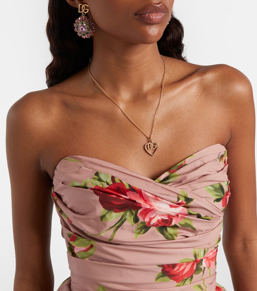 Floral strapless cotton minidress