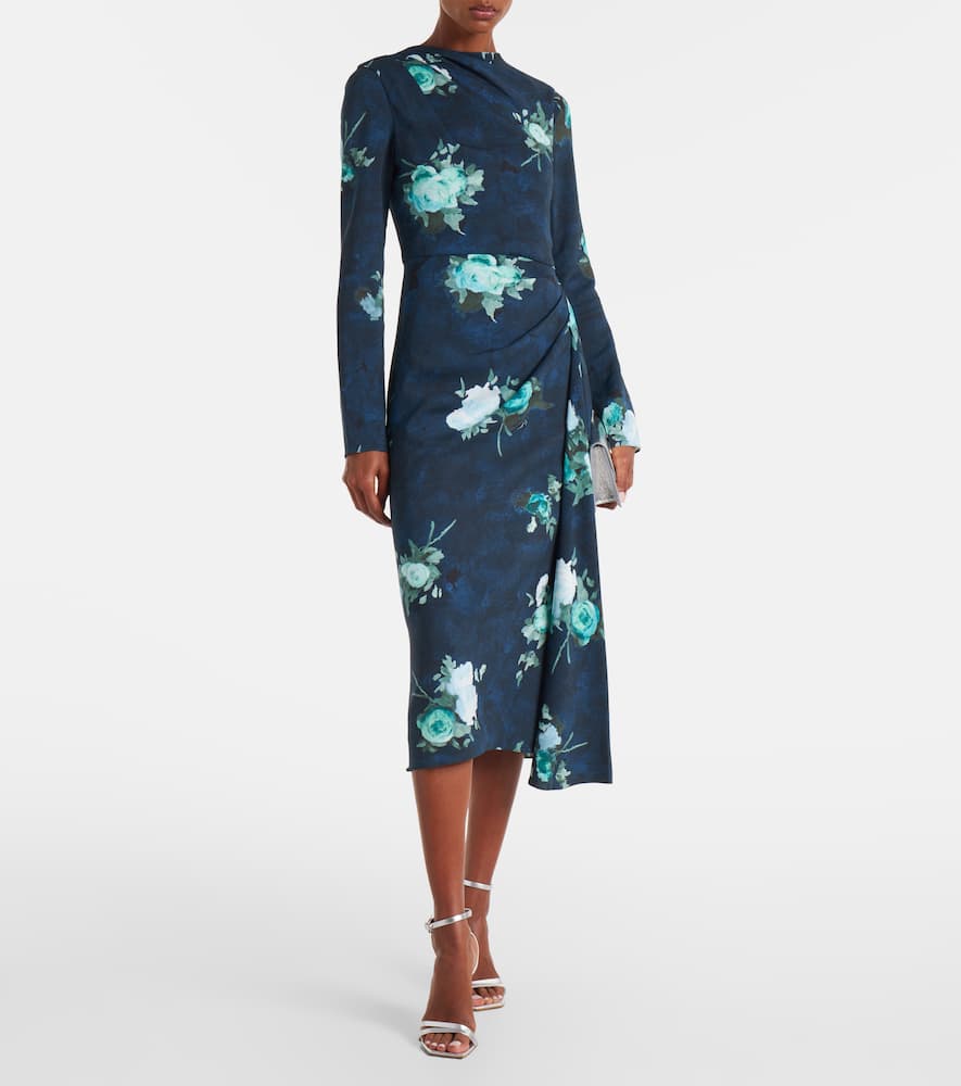 Floral draped cady midi dress
