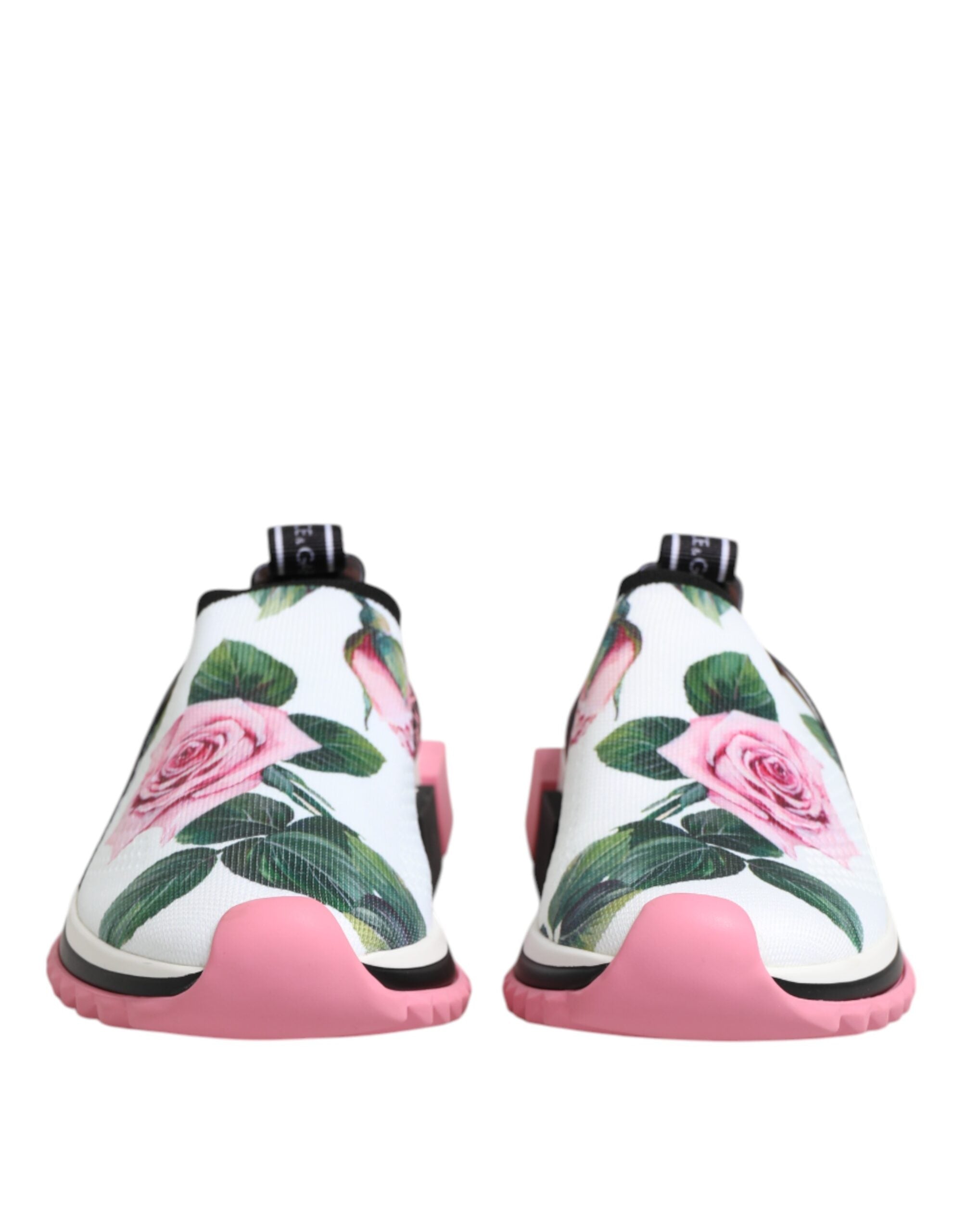 Women's White Rose Print Sorrento Sneakers Shoes 10+pa+pl+vi