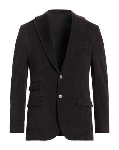 Man Blazer Dark brown Size 36 Cotton, Goat skin