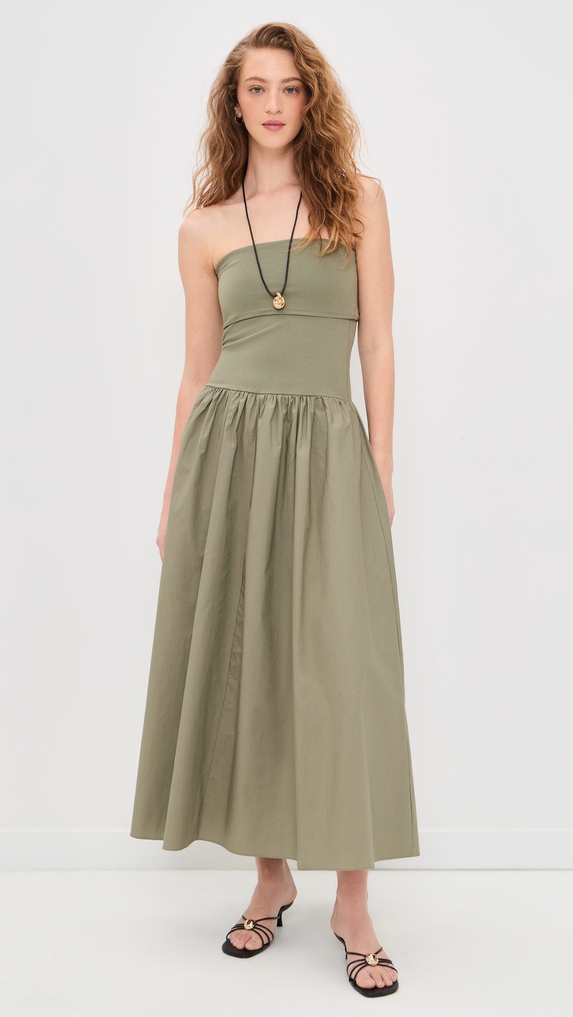 Marc Mixed Media Dress Deep Lichen Green