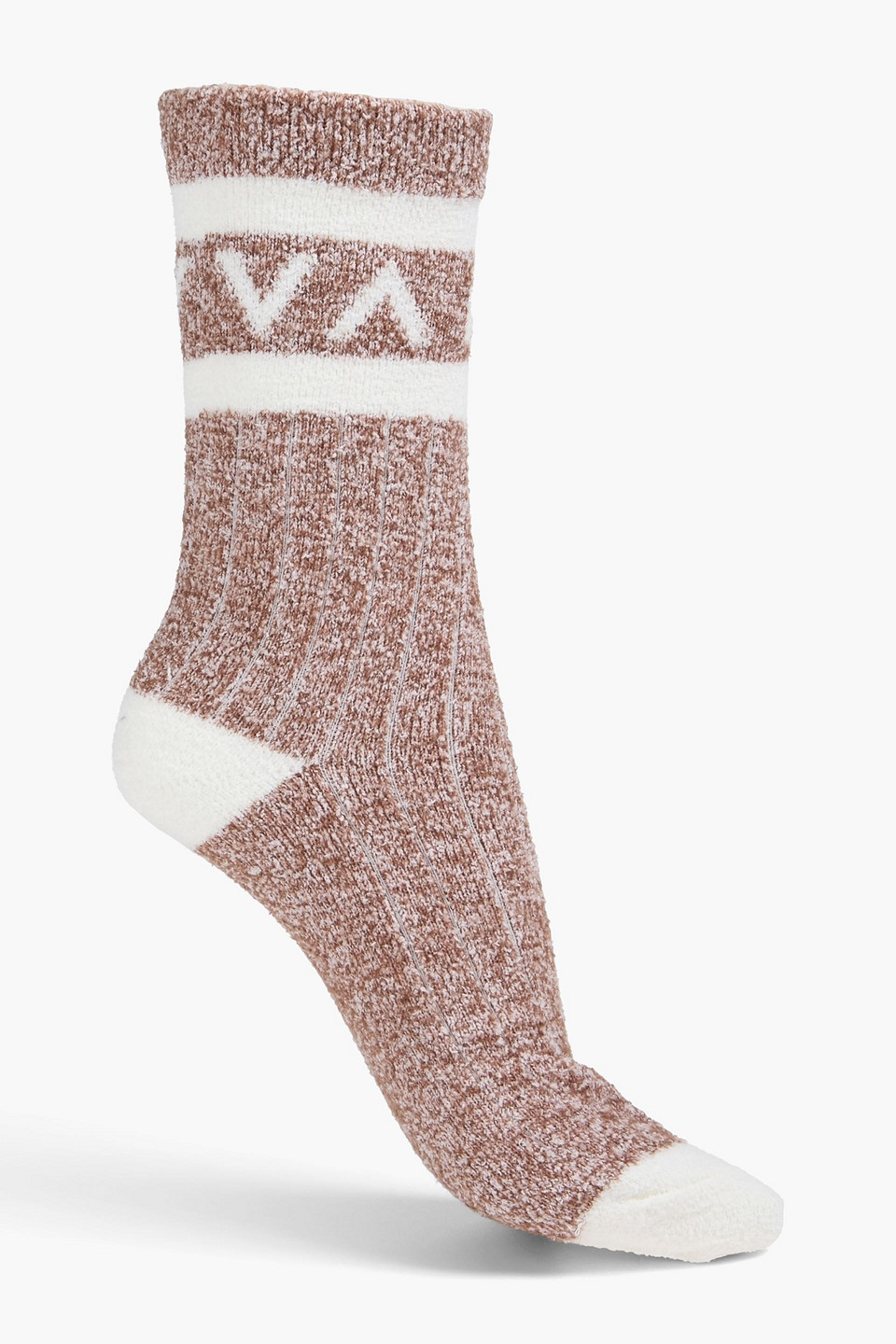 Cotton-blend jacquard socks - Brown - US 6