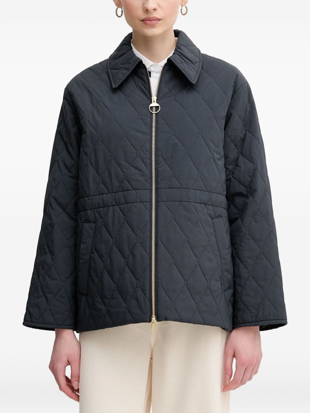 Clarissa quilted diamond-pattern jacket - Blue