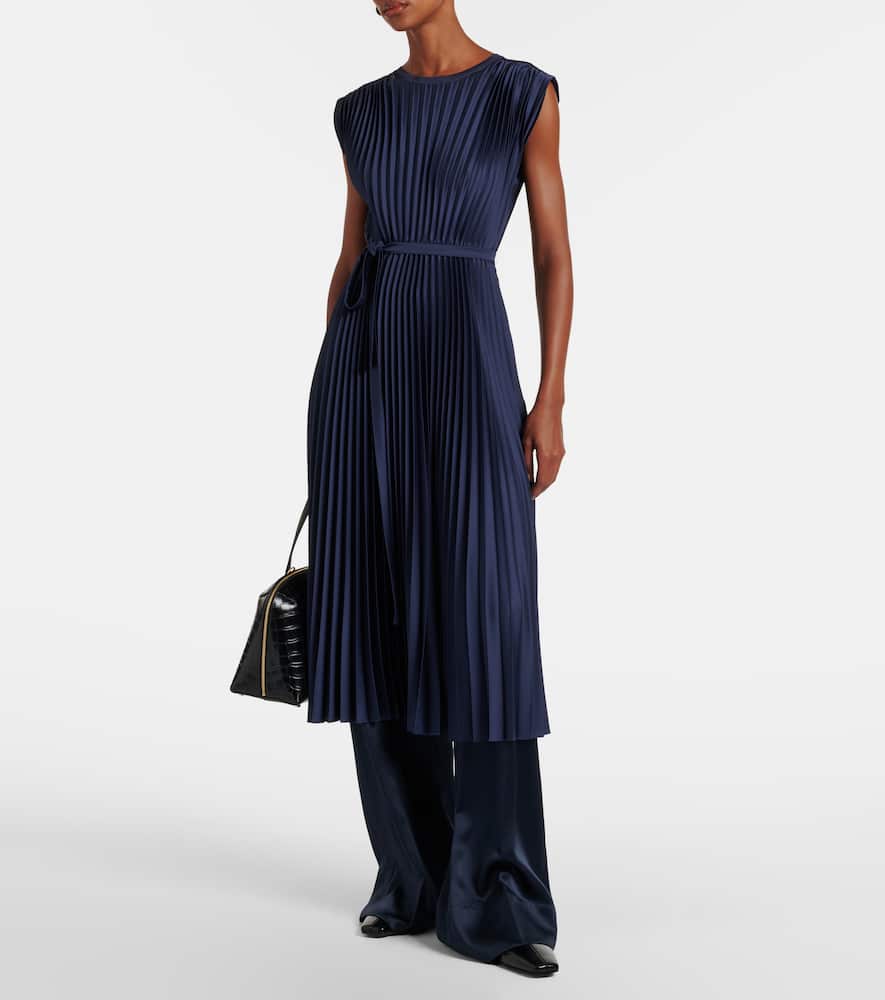 Volta plissé belted crêpe midi dress