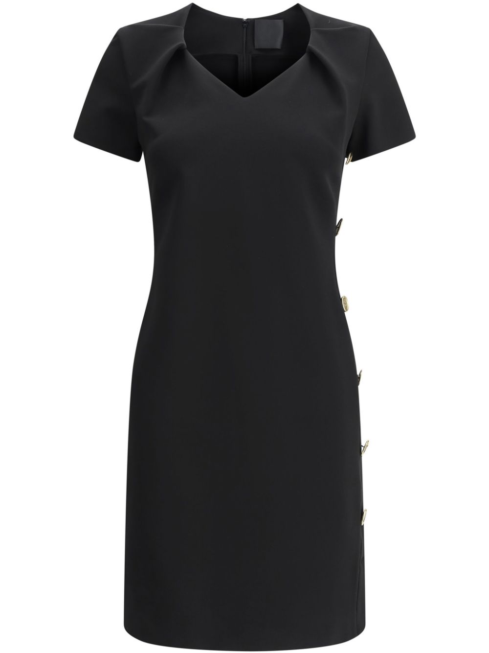 Button-detail punto-milano mini dress - Black