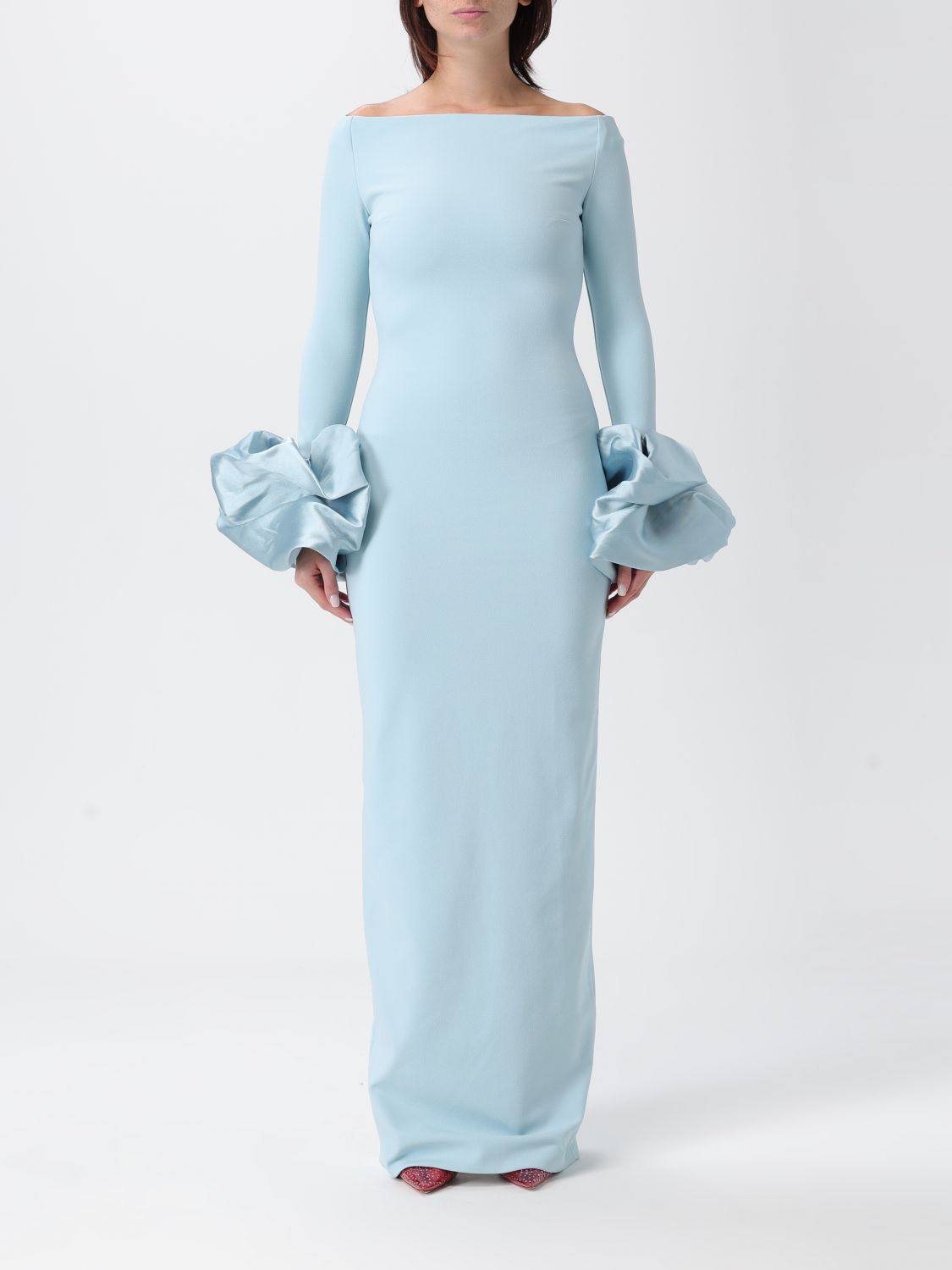 Talia oversized-cuffs gown - Red