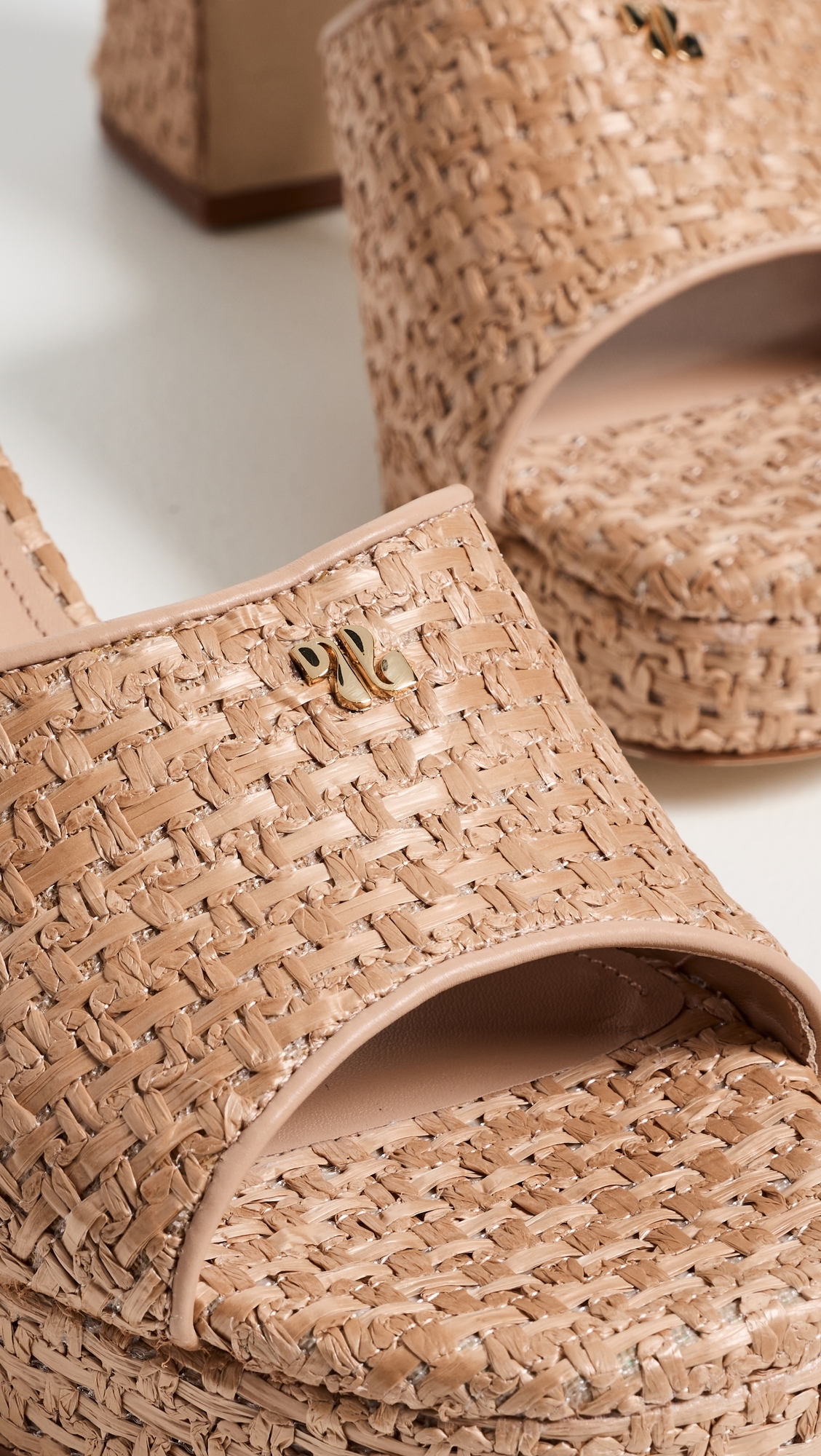 Dolly Low Mules Natural and Beige Raffia