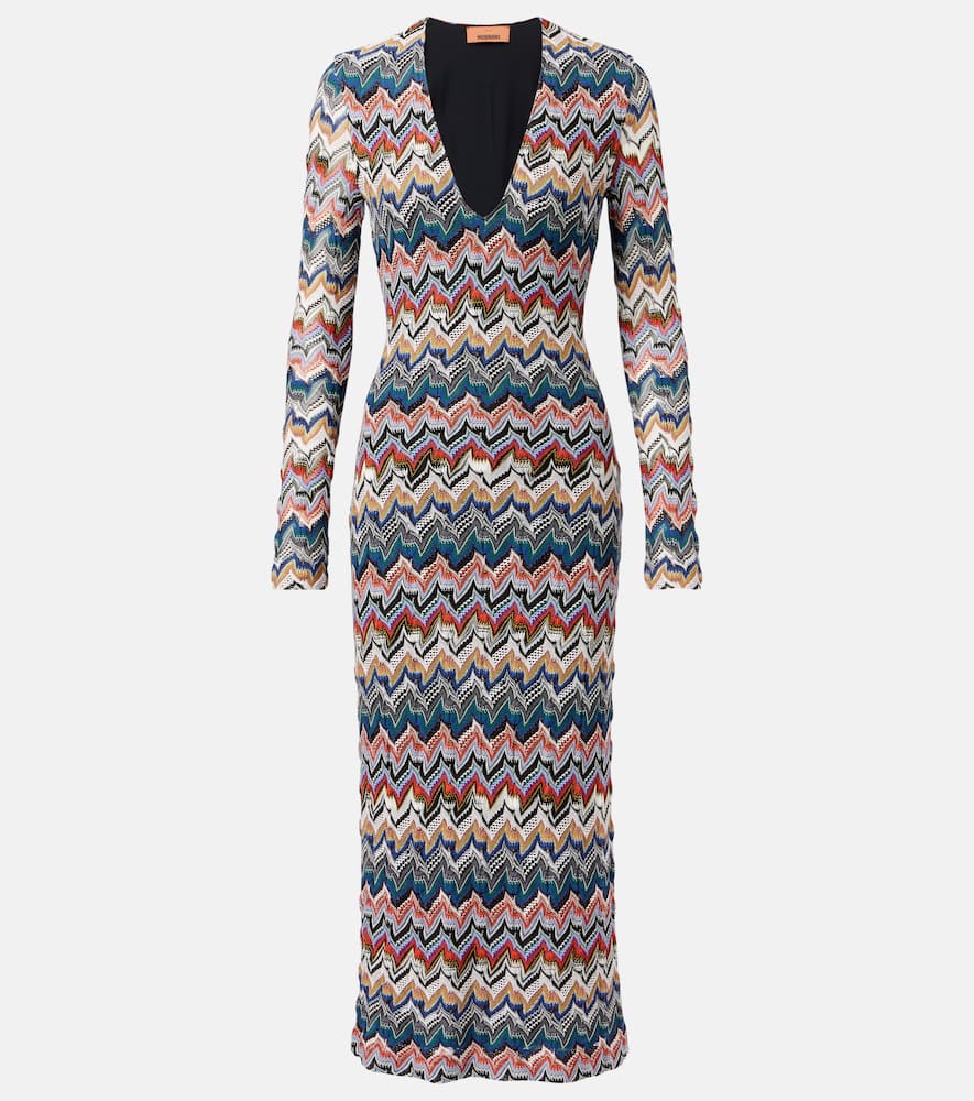 Zigzag lamé midi dress